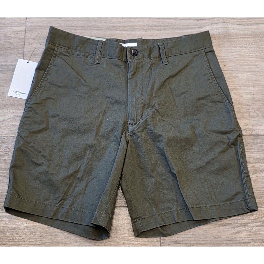 Goodfellow & Co Men's The Every Wear Slim Fit Flat-front Shorts 7" Size 28 Green